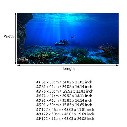 3D Reptile Background, Aquarium Background Adhesive Seaworld Background Poster, TV Background Photo Wallpaper, 3D Effect Underwater Seaworld Backdrop Decorations Poster for Aquarium Fish(122*46cm) - size: 122*46cm