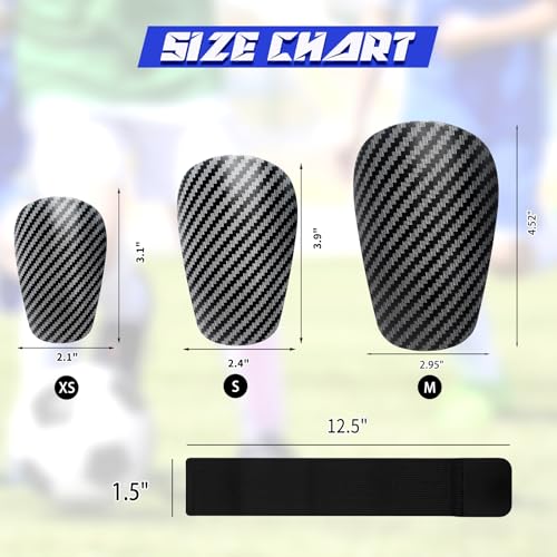 Mini Shin Guards Soccer Kids,Small Protective Gear with Fixed Straps - color: Carbon pattern, size: XS(H: 3.1 in,W: 2.1 in)