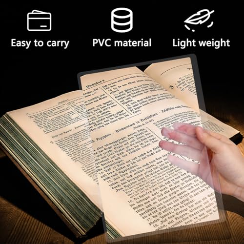 Didiseaon 4 Pcs 3X Magnifying Sheet for Reading 11.81 X 8.26 Inch Large a4 Page Magnifier for Seniors Reading Books Writing Drawing Portable Transparent Lens for Outdoor Use