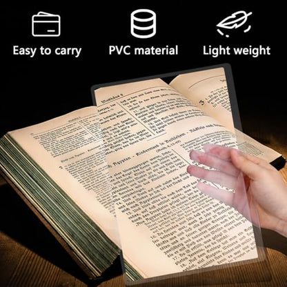 Didiseaon 4 Pcs 3X Magnifying Sheet for Reading 11.81 X 8.26 Inch Large a4 Page Magnifier for Seniors Reading Books Writing Drawing Portable Transparent Lens for Outdoor Use