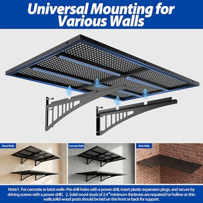 Avalution 2 Pack 2x3ft Garage Shelving Wall Mounted with Hooks,650lbs - size: 2 pack-2*3ft