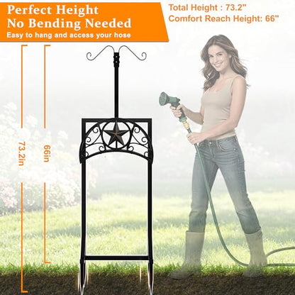 Garden Hose Holder Detachable Water Hose Holders Stand Holds Heavy Duty Freestanding Garden Hose Hanger Storage Rack for Outside Yard Lawn Farm, GoldStar_2