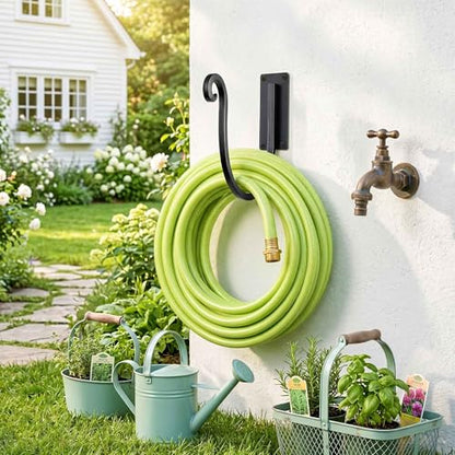 Hose Holder Wall Mount （Metal/8-Inch） Heavy-Duty Garden Hose Hanger Outdoor, Hand-Forged Hose Rack Mount - color: A-1PC