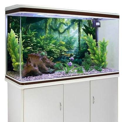 AWERT 36x18 inches Tropicalforest Terrarium Background Green Huge Tree Reptile Habitat Background Polyester Rainforest Aquarium Background - size: 36x18in/90x45cm