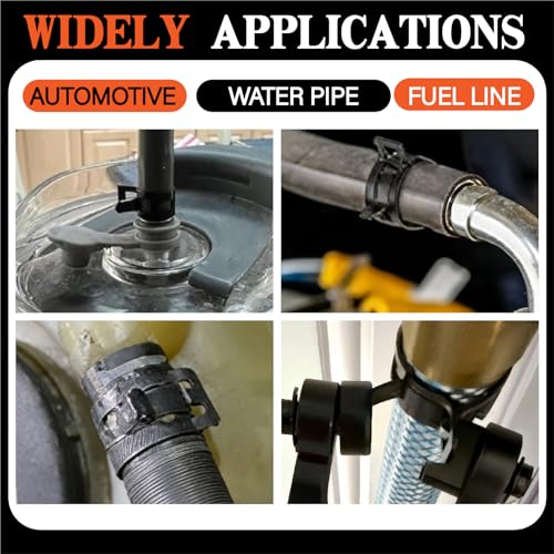324Pcs 6-38mm Spring Band Hose Clamp Assortment Kit, 23 Sizes Black Pipe Clip for Fuel Line, Silicone Hose, Air Tube,Water Pipe Fasteners with Clamp Plier, Hose Removal Plier and Tweezers