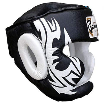 Farabi Sports Boxing headguard Real Leather MMA Head Gear Muay Thai Kickboxing Training Punch Sparring Gear - size: X-Large