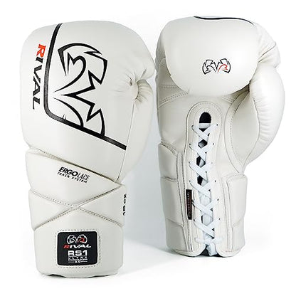 RIVAL Boxing RS1 2.0 Ultra Pro Sparring Gloves, Lace-up Closure - Super-Resistant Microfiber, Soft Inner Lining, and High-Density Padding - color: White