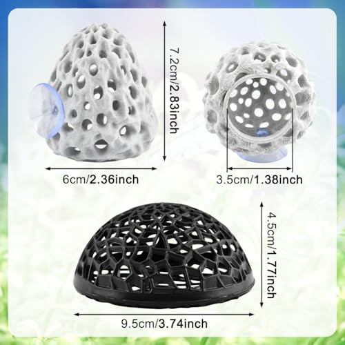 Shrimp Dome Hide, Be-TTA Habitat Fish Tank Tunnel with Suction Cup, Hollow Hemispherical Cave Aquarium Ornament for Small Fish Shrimp Guppy Hiding Resting(Color:White)