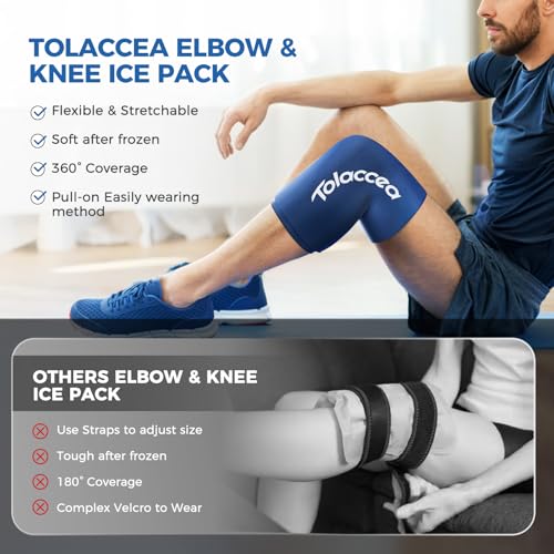 Elbow & Knee Ice Pack, Reusable Gel Cold Therapy Compression Sleeve Wrap | Leak-Resistant Stitching, Soft Flexible Gel, Hot & Cold Therapy for Tendonitis, Hands-Free Wear, Muscle Recovery - color: Blue, size: Medium
