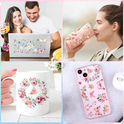 UV DTF Cup Wrap - 10 Sheets Spring Flower UV DTF Cup Wraps for 16 oz Glass, Wildflower Butterfly UVDTF Decals for Water Bottle, Waterproof Floral Rub on Transfer Stickers, DIY Crafts - style: Spring Flower