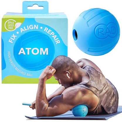 RAD Atom – Extra Firm Yoga Deep Tissue Massage Ball – Myofascial Release Ball for Back Pain, Shoulders, Glutes, Hamstrings, Traps & Pecs – Trigger Point & Mobility Therapy