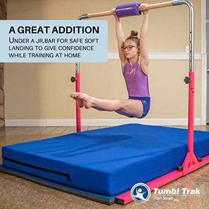 Tumbl Trak Home Practice Mat, 4 ft x 6 ft x 6 in, Soft Pillow Mat, Thick Gymnastics Landing Mat for Home - color: Blue