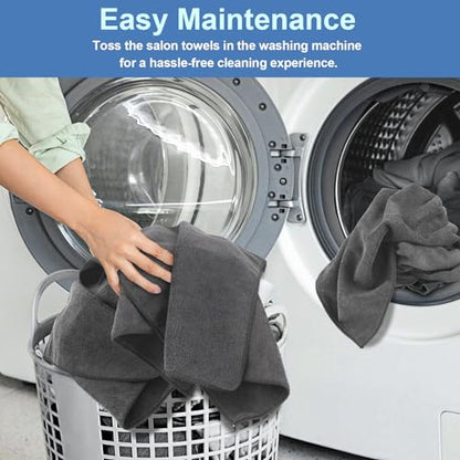 UNIMADE 24 Pack Gym Towels Set - Highly Absorbent Microfiber Salon Towels - color: Grey, size: 24 Pack