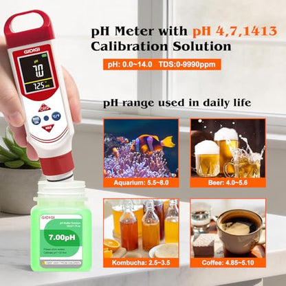 pH EC Meter for Hydroponic, Digital pH TDS EC ppm Tester with Color Screen Display, High Accuracy pH Pen Probe for Drinking Water, Nutrient Solution, Aquariums, Pools & Home Use