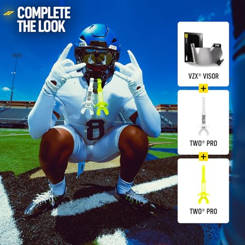 Nxtrnd Two Pro Football Mouth Guard, Permanent Strap, Fits Adult & Youth (Neon Yellow) - color: Neon Yellow Pro