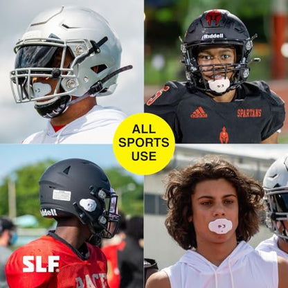 SLEEFS Classic Football Mouthguard with Bold Designs and Removable Strap - color: Momma White