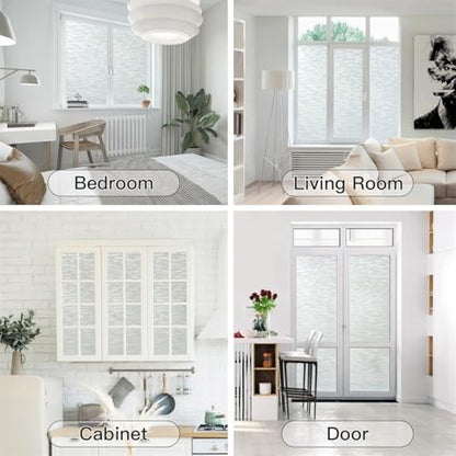 Window Privacy Film, Frosted Glass Static Cling Sun Heat Blocking Window Clings, Frosting Opaque Coverings, Vinyl Removable Stickers Tint for Home Door Office, Non Adhesive 11.8" x 39.4"