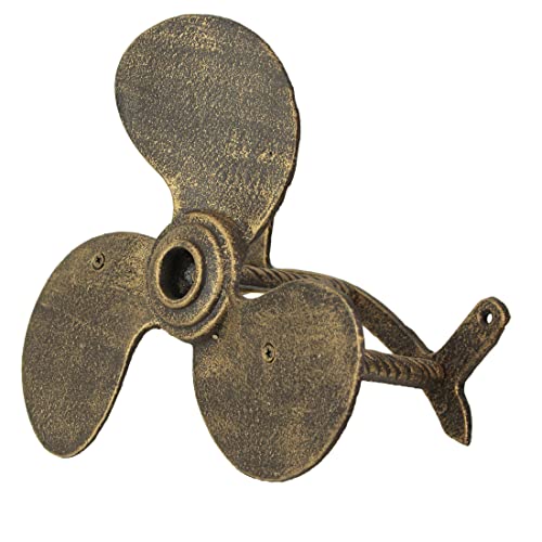 Bronze Finish Cast Iron Boat Propeller Wall-Mounted Decorative Garden Hose Hanger - Nautical Outdoor Hose Holder Decor to Add Maritime Charm to Your Garden
