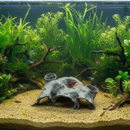 Breeding Cave House Easy to Clean Aquarium Cave Stackable, Gray, Medium - size: Medium