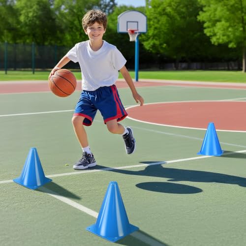 7 Inch Soccer Cones 12pcs Colors Cones Field Plastic Small Cones - color: blue