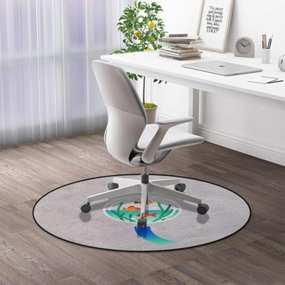 Fishbowl Chandelier Soft Round Office Chair Mat for Hardwood Floors, Windchime Aquarium Style Non-Slip Protector for Rolling Chairs,Protect The Floor from Scratches, Blue Diameter 35.4 in