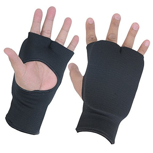 TMA Boxing Mitts Gloves,Punch Bag Sparring Hand Wraps, Inner Muay Thai MMA (XXL, Black)
