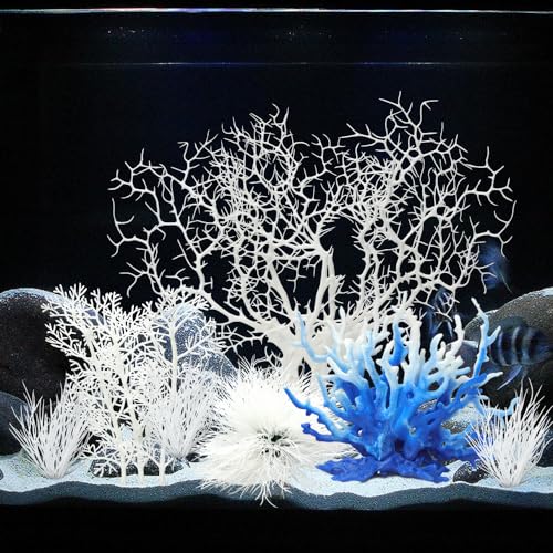 8 Pack Artificial Coral Ornament, Aquarium Plasitc Water Plants for Fish Tank Decorations