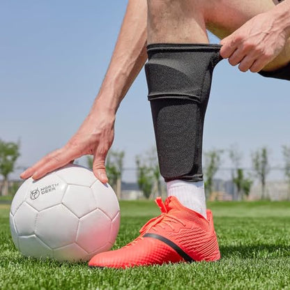 Northdeer Soccer Shin Guards Sleeves with Optimized Insert Pocket(1Pair) - color: pink, size: M (4'7"-5'3")