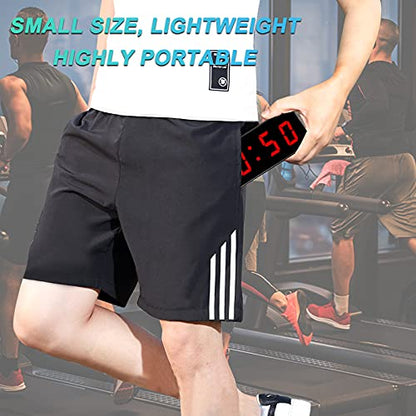 Gym Timer, Portable, Interval Timer with Rechargeable Battery and Built-in Magnet, LED Digital Anti Vertigo Display, Upgraded Workout Clock for Home Gym Garage Fitness - color: Black