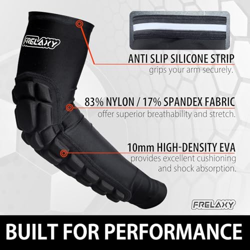 Frelaxy Elbow Pads, Padded Arm Sleeves for Volleyball and Football, 2 Pack - color: Black, size: Medium
