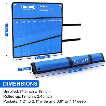 3 Pieces Wrench Tool Organizer Roll Up Tool Pouch Bag - style: 20+12+7 Pockets