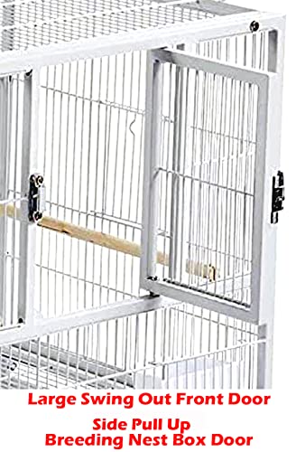 Single Sturdy Stackable Center Divided Breeder Breeding Bird Flight Double Rolling Cage for Aviaries Canaries Cockatiels Finches Budgies Small Parrots Single Story