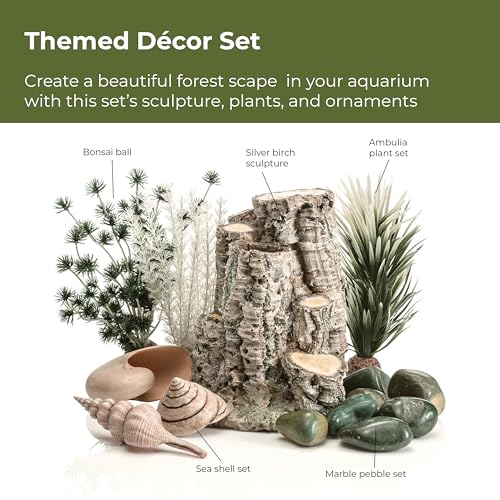 biOrb Forest Rhythm Décor Set, Silver/Green/Natural, Fish Friendly Décor for Aquariums