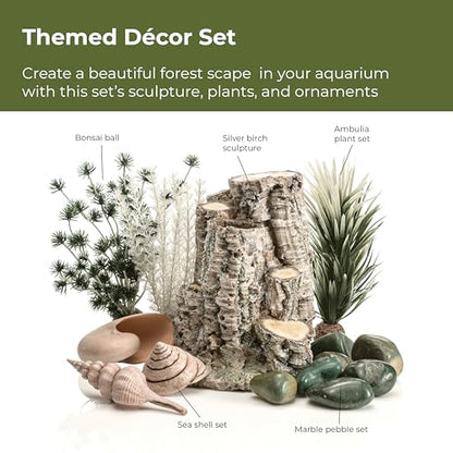 biOrb Forest Rhythm Décor Set, Silver/Green/Natural, Fish Friendly Décor for Aquariums