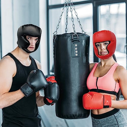 2 Pack Boxing Headgear for Men and Women, Adjustable Sparring Head Guard for Boxing, MMA, Kickboxing, Muay Thai and Taekwondo Training - color: Black,Red