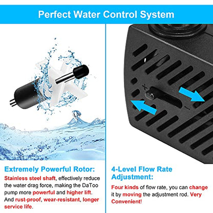 50GPH 3W Small Submersible Water Pump Mini Fountain Pump Ultra Quiet For Aquarium Fish Tank Pond Statuary Hydroponics