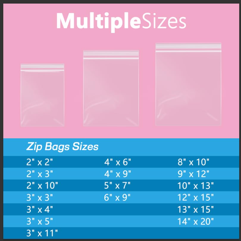 1000 Pcs- 14" x 20" Large Zip Bags for Storage - Reclosable Plastic Zip Poly Bags for Clothing, T-Shirts, Pants
