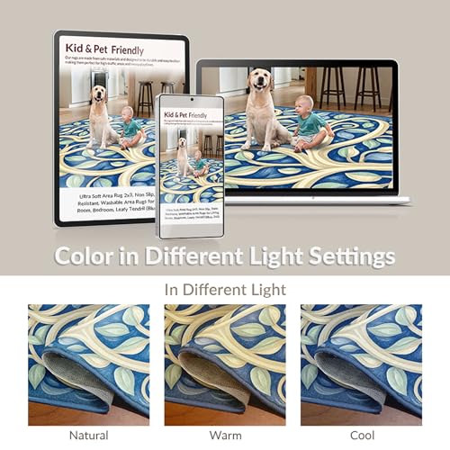 5'x7' Washable Modern Fish Area Rug, Yellow Non-Shedding Pet Friendly Carpet for Small Living Room, Playroom, Bedroom, Easy Care Kids Safe Mat | Ref:1887345 - color: Blue/Pattern 45, size: 5' x 7' (Rectangular)