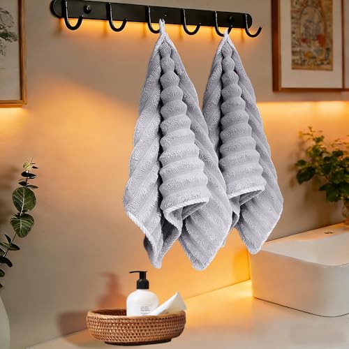 2Pcs Premium Coral Velvet Hand Towels Set, Microfiber Hand Towels with Hanging Loop, Soft Small Towel, Coral Velvet Towel Set for Kitchen, Bathroom, Hotel, and Spa (Gray, 12"X24") - color: 2pcs Gray