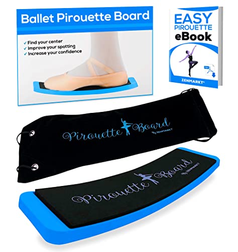 Turning Board for Dancers, Cheerleaders, Gymnasts, Ice Skaters | Improve Turns, Balance & Stability — Ballet Pirouette Trainer, Figure Skating & Gymnastics Practice Board - color: Blue with Bag
