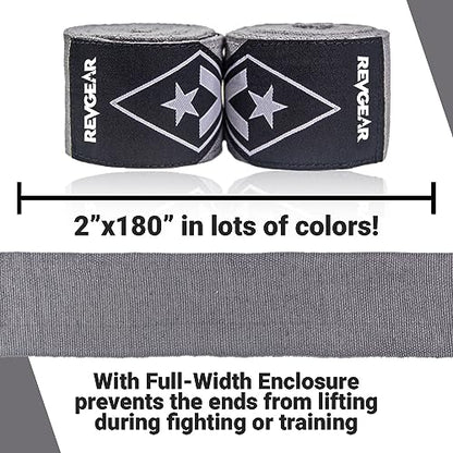 Revgear 180-Inch Elastic Hand Wraps, Granite Grey
