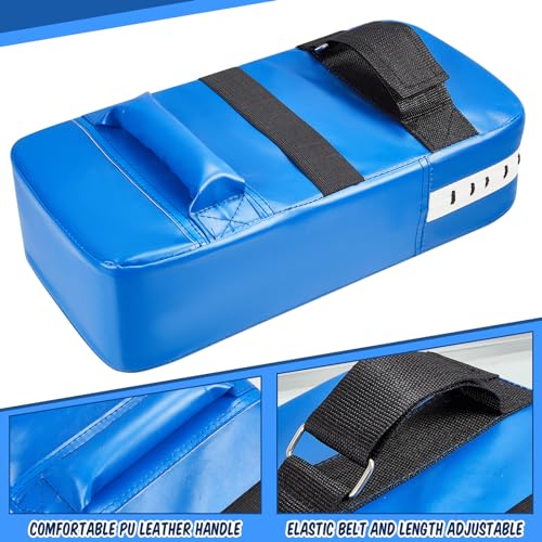 Poen 7 in 1 Taekwondo Kick Pad Boxing Training Equipment Punching Mitts Martial Arts Wrist Band Adjustable Soft Pads Set for Karate Muay Thai MMA Training - color: Blue