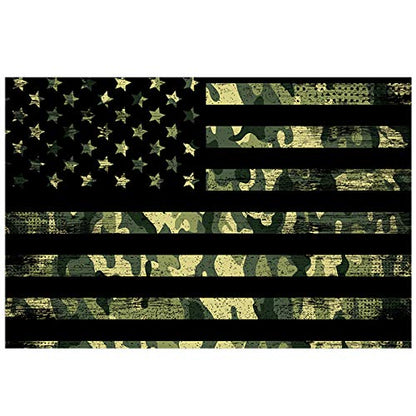 T&H Home Aquarium Decoration - 24.4" W x 12.4" H USA Flag Themed Pet Supplies - Camouflage Themed Stylish Fish Tank Background