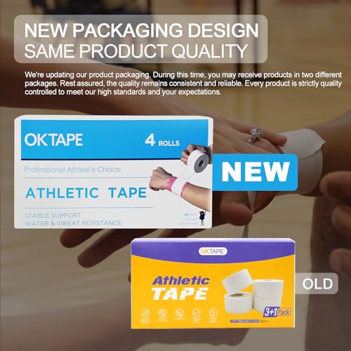 OK TAPE Athletic Sports Tape 4 Packs 45ft Per Roll Red Strong Adhesion - color: Red, size: 1.5" x 15yards - 4 Rolls
