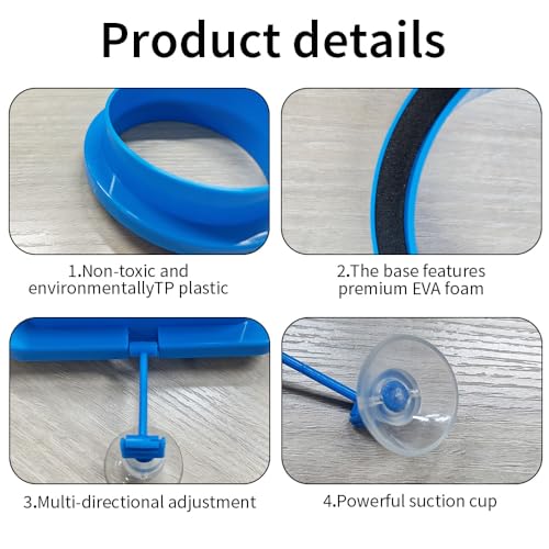 2Pcs Thicken Fish Feeding Rings Blue Mixed Shape Floating Food Feeder Circle with Suction Cup for Fishes Tank Aquarium Turtle Betta Goldfish Small Fish Feeding Accessories Duckweed Ring
