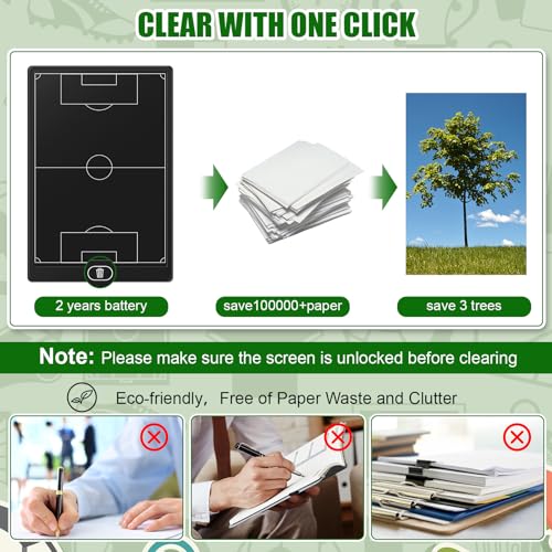 Tellegloww 2 Pack 16'' Electronic Soccer Coaching Board LCD with Stylus Lightweight Soccer Training Board for Coaches Reusable Erasable Training Game Tactics Equipment