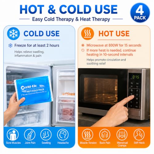 Soft Gel Cold Packs for Injuries, 4 Pack, Reusable Small Ice Packs - color: 5.5" X 5.1" - 4 Ice Packs