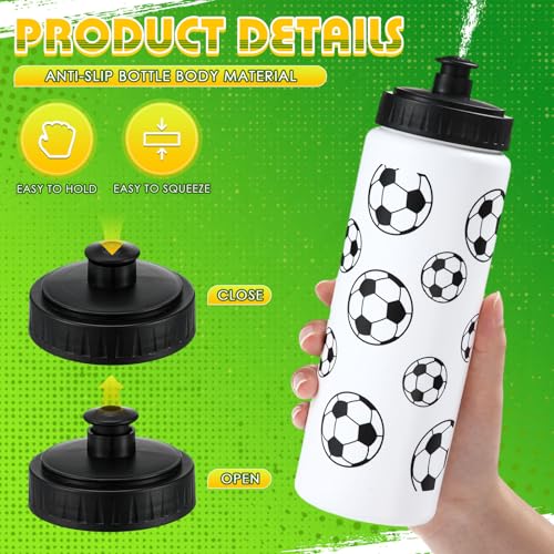 12 / 24 Pack Sports Water Bottles 20 oz Bottle Basketballs Party Favors Reusable Sports Squeeze Water Bottle for Party Favor Players Lovers Team Gifts Gym - style: Soccer