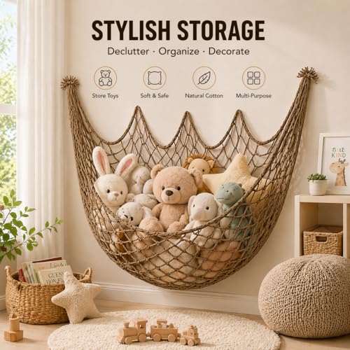 Fish Net Decorations for Party, 80x40 Inch Large Decorative Fish Netting Table Runner, Wall Photo Hanging Fishnet for Nautical Mermaid Pirate Hawaii Beach Under the Sea Party Decorations, Caramel
