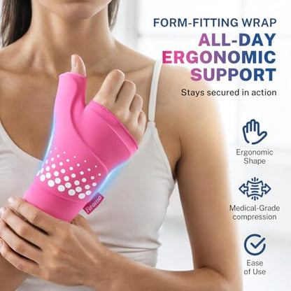 Thumb & Wrist Ice Pack Wrap, Long-Lasting Cold Compression for Recovery | Thickened Gel, Stays Cold Longer, Soft After Freezing, Full Wrap Cooling, Reusable Cold Hot Therapy, FSA Eligible - size: S/M, style: Pink